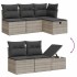 Set de sofás jardín y cojines 5 pzas ratán sintético gris
