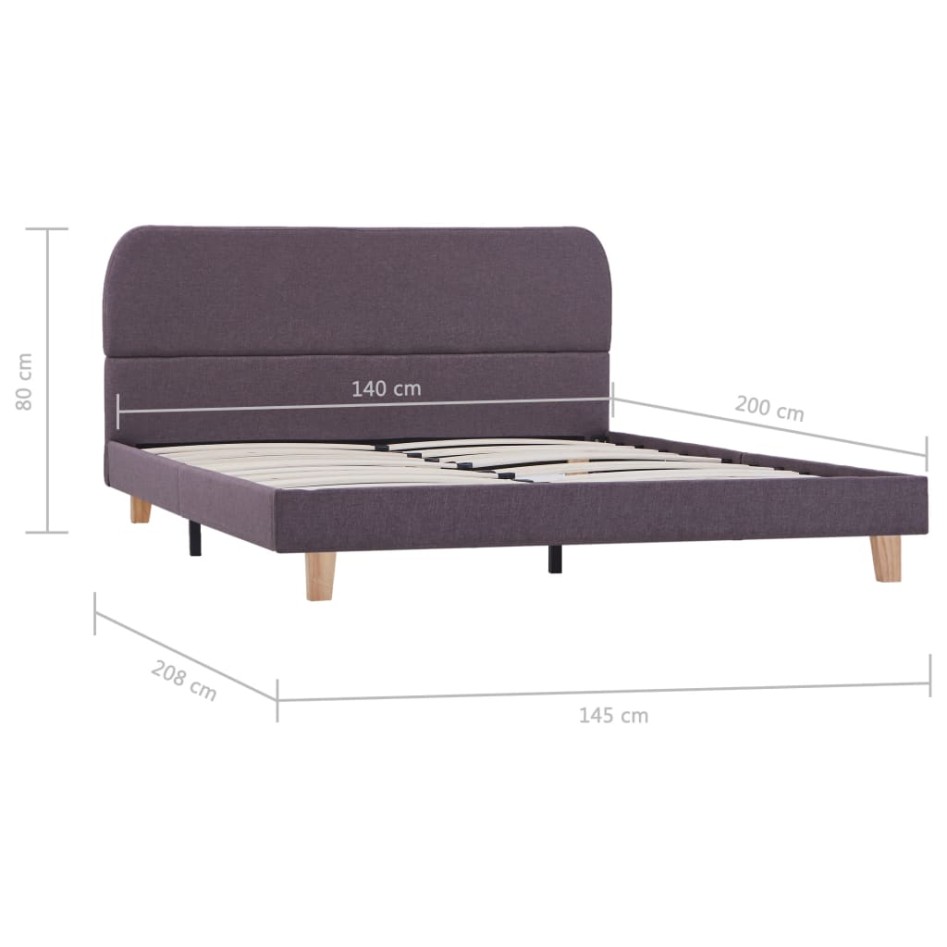 Estructura de cama sin colchón tela taupe 135x190