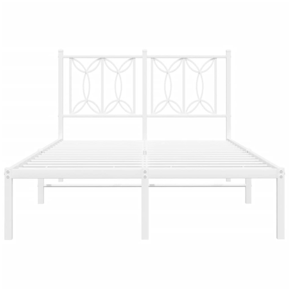 Estructura cama sin colchón con cabecero metal blanco