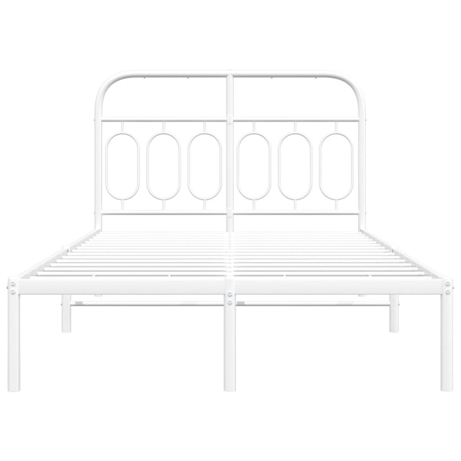 Estructura cama sin colchón con cabecero metal blanco