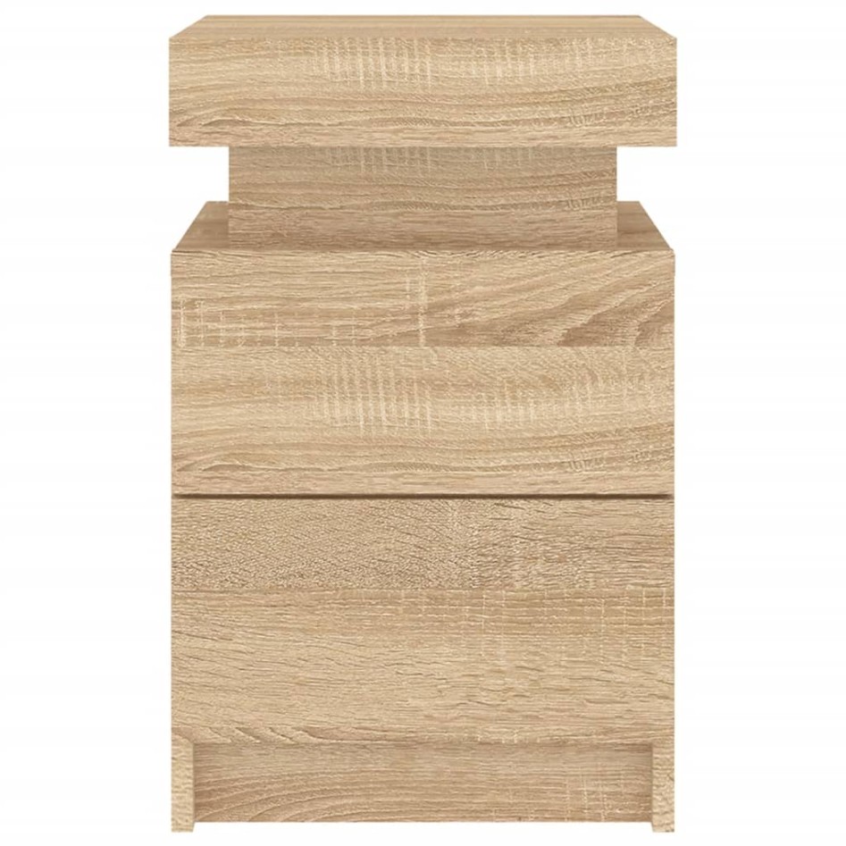 Mesitas de noche con luces LED 2 uds roble Sonoma 35x39x55