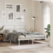Estructura cama sin colchón con cabecero metal blanco 140x190cm