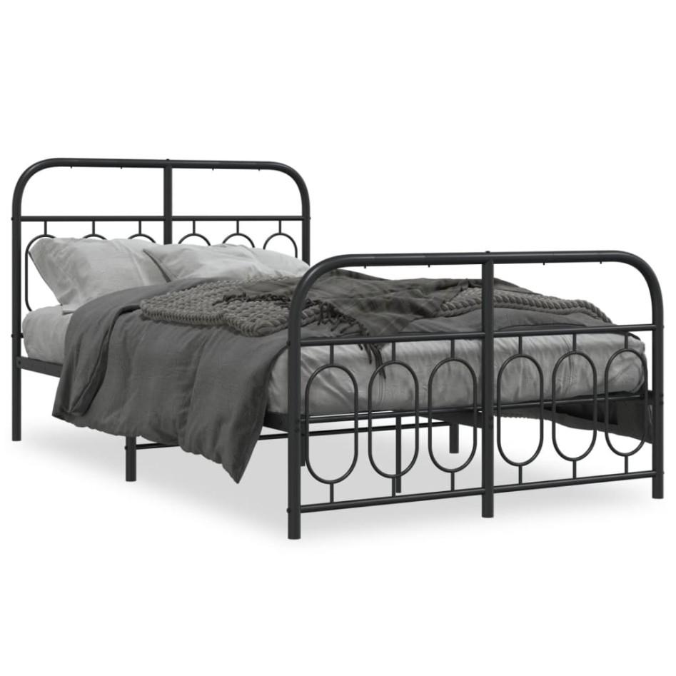 Estructura cama sin colchón con estribo metal negro 120x190