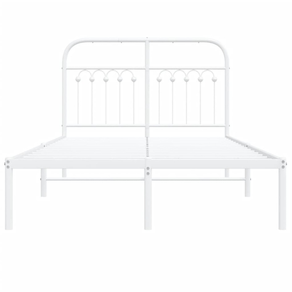 Estructura cama sin colchón con cabecero metal blanco