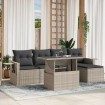 Set de sofás de jardín 6 pzas y cojines ratán sintético gris