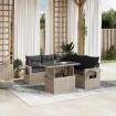 Set de sofás de jardín 6 pzas y cojines ratán sintético gris