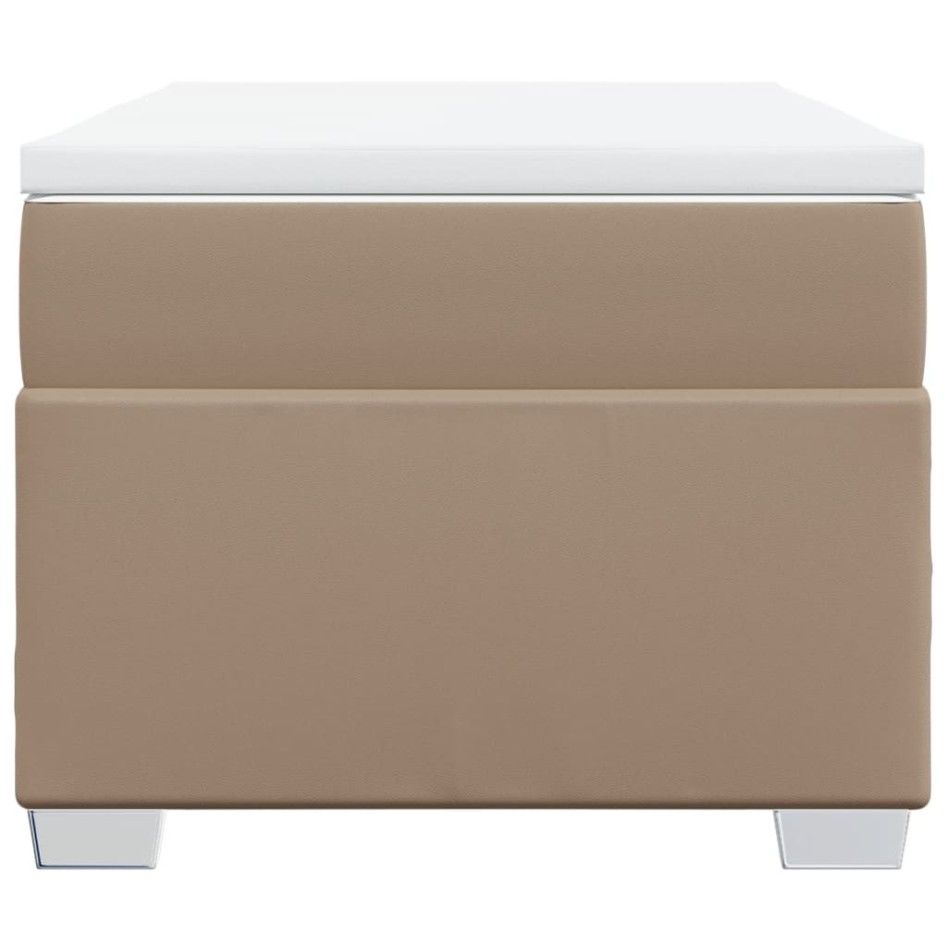 Cama box spring con colchón cuero sintético capuchino 80x200