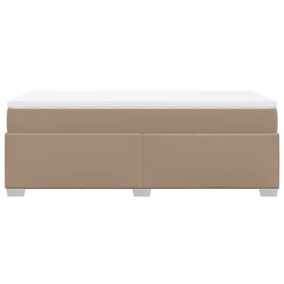 Cama box spring con colchón cuero sintético capuchino 80x200