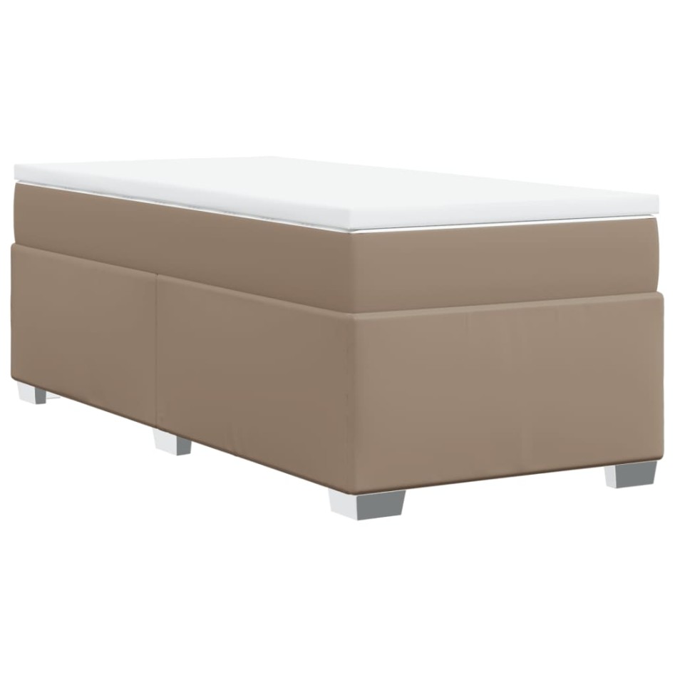 Cama box spring con colchón cuero sintético capuchino 80x200