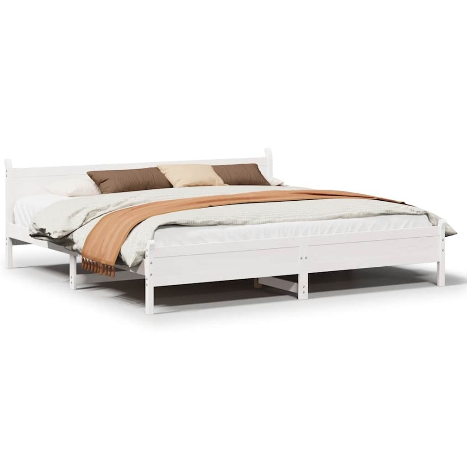 Estructura de cama sin colchón madera maciza blanca 200x200