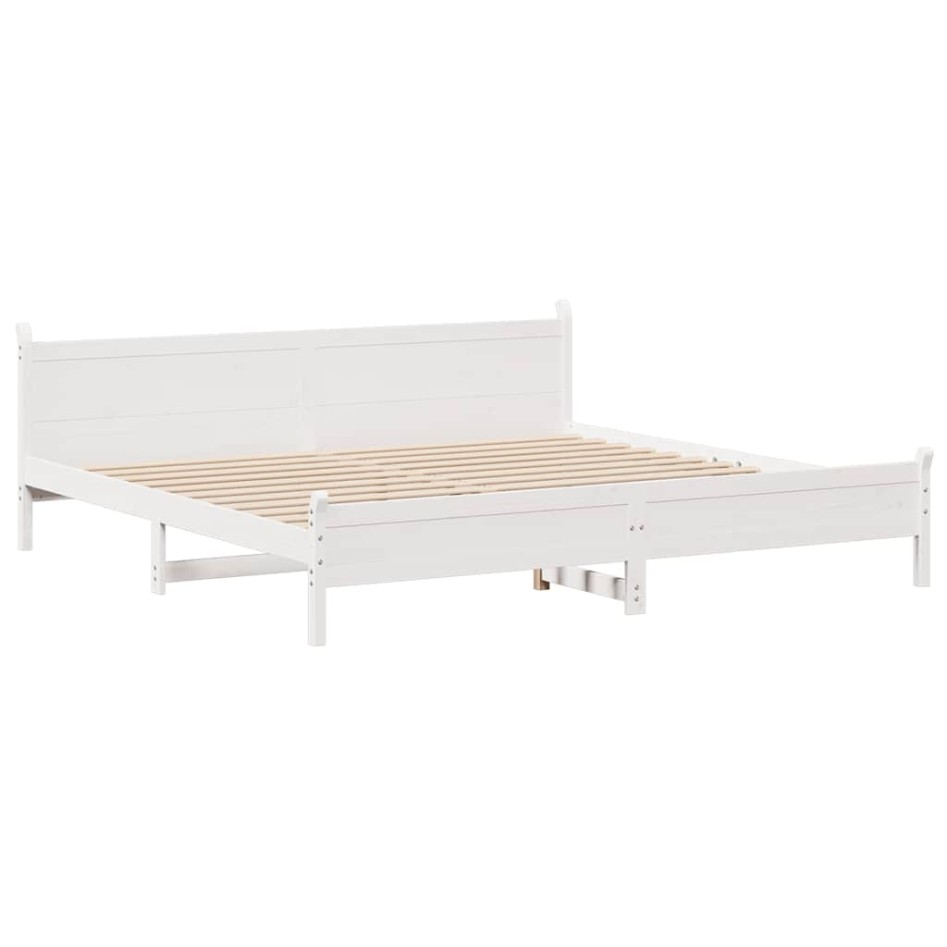 Estructura de cama sin colchón madera maciza blanca 200x200