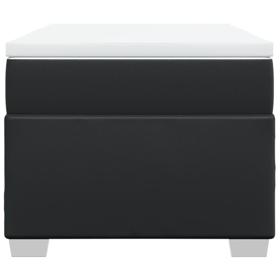 Cama box spring con colchón cuero sintético negro 100x200