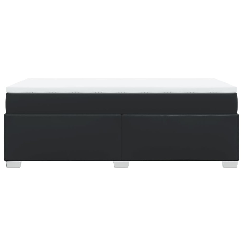 Cama box spring con colchón cuero sintético negro 100x200