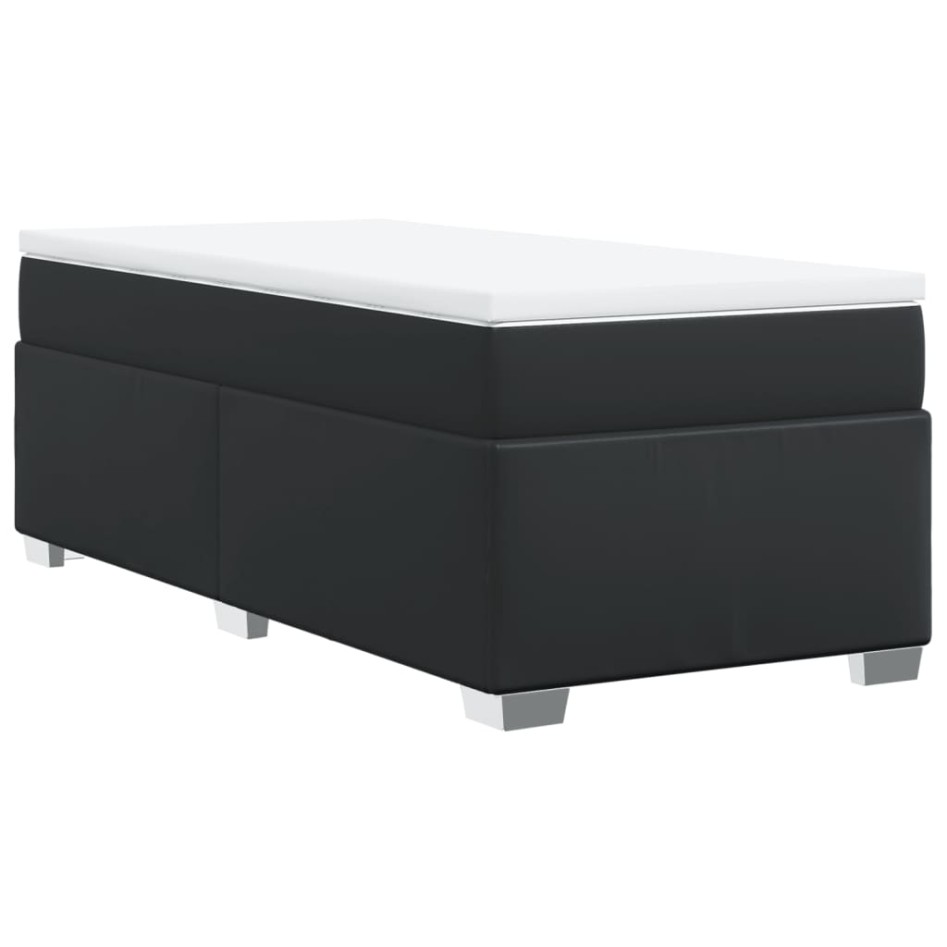 Cama box spring con colchón cuero sintético negro 100x200