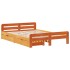 Cama sin colchón madera maciza de pino marrón cera 140x190