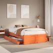 Cama sin colchón con cajones madera de pino marrón 120x200 cm