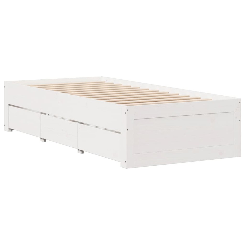 Cama sin colchón con cajones madera de pino blanco 90x200