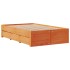 Cama sin colchón con cajones madera de pino marrón 135x190