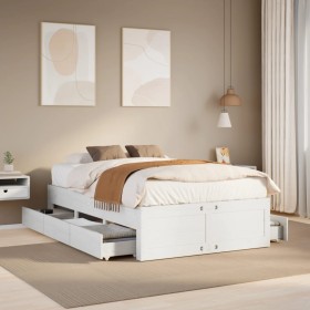 Cama sin colchón con cajones madera de pino blanco 120x190