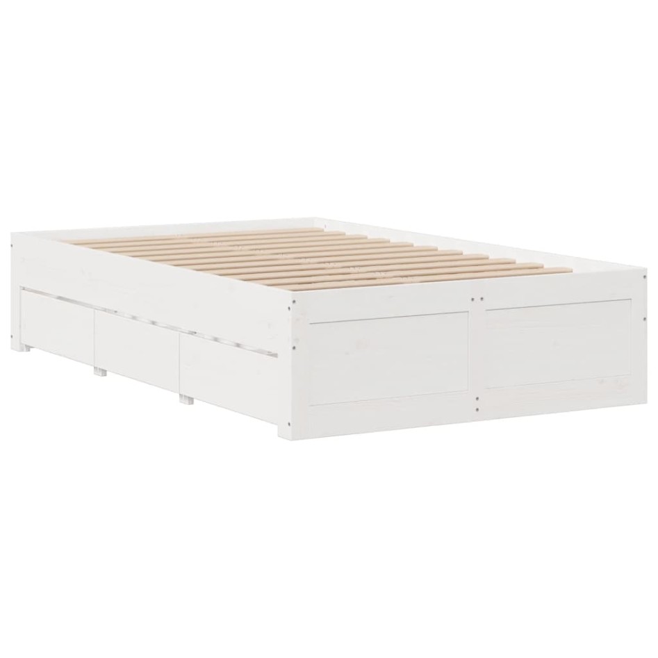 Cama sin colchón con cajones madera de pino blanco 120x190
