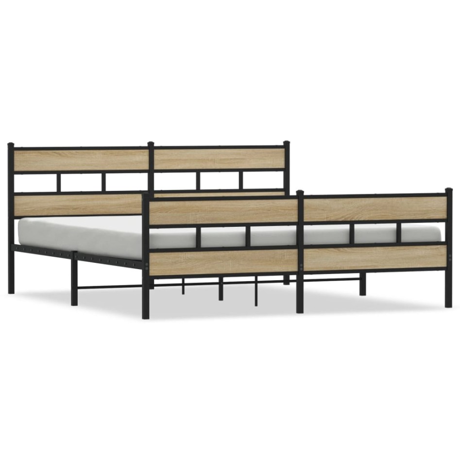 Estructura de cama sin colchón metal roble Sonoma 200x200