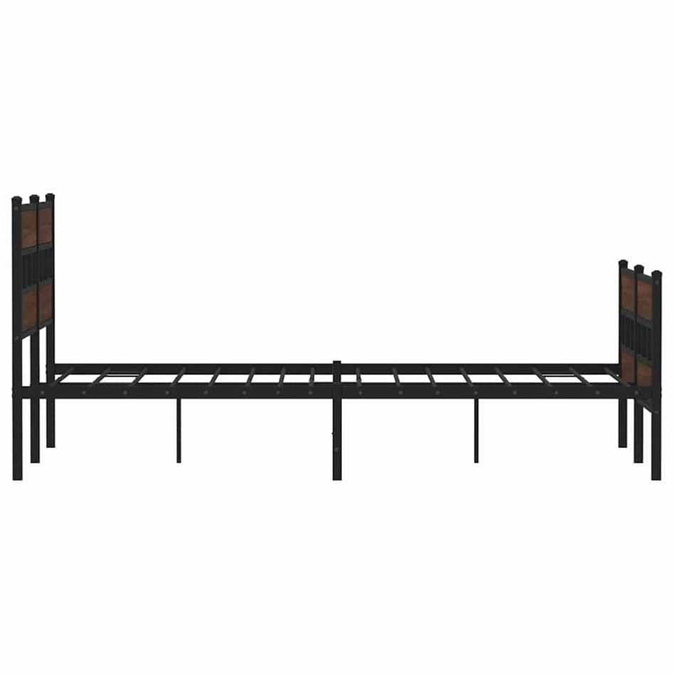 Estructura de cama sin colchón metal marrón roble 160x200