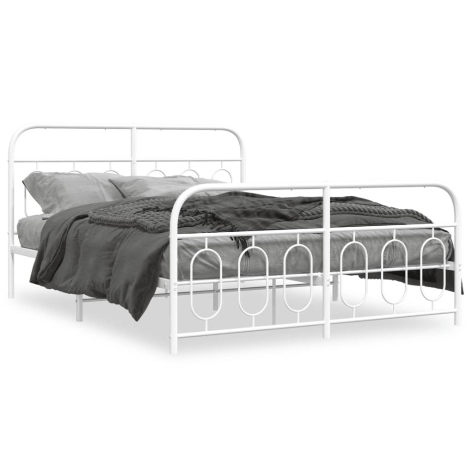 Estructura cama sin colchón con estribo metal blanco 140x200
