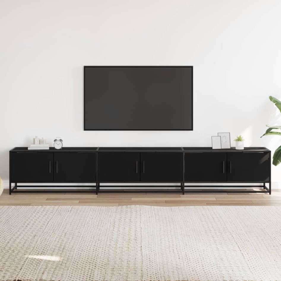 Mueble para TV madera de ingeniería negro 240x35x41