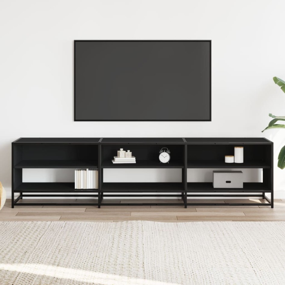 Mueble de TV madera de ingeniería negro 180x40x46