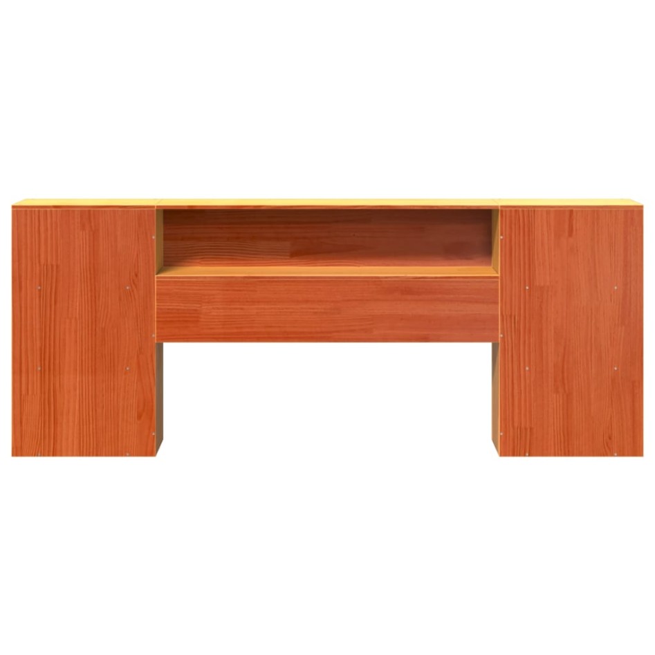 Cabecero de cama almacenaje madera maciza pino marrón 200