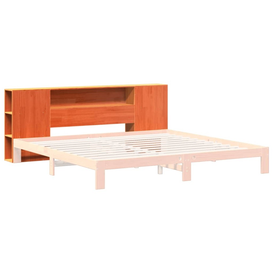 Cabecero de cama almacenaje madera maciza pino marrón 200
