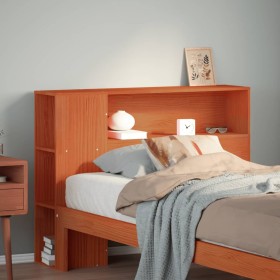 Cabecero de cama almacenaje madera maciza pino marrón 100