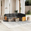 Set de sofás de jardín 8 pzas y cojines ratán sintético gris