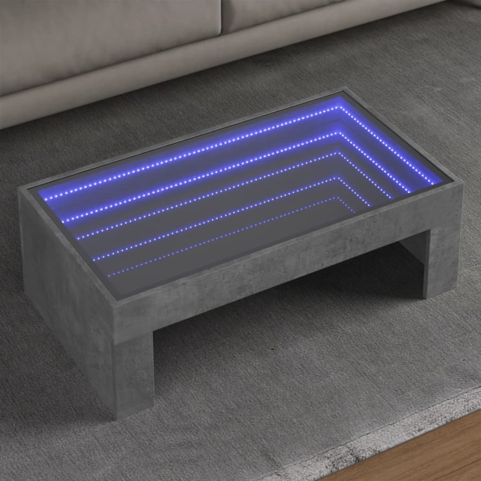 Mesa de centro con Infinity LED gris hormigón 90x50x30