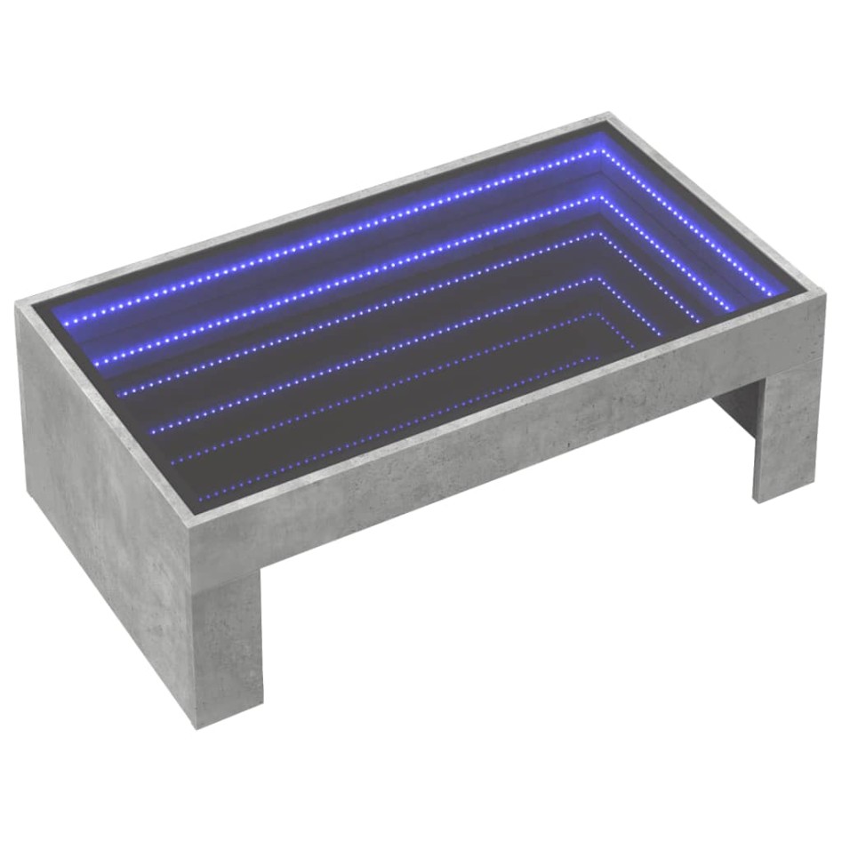 Mesa de centro con Infinity LED gris hormigón 90x50x30