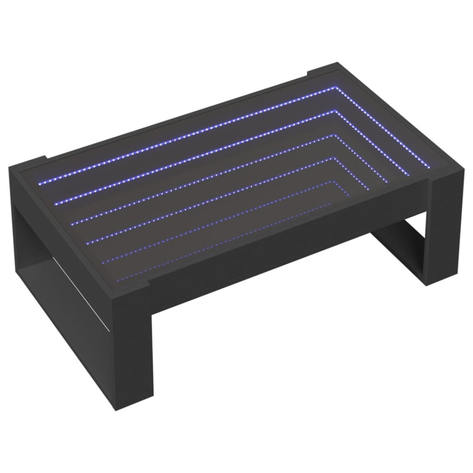 Mesa de centro con Infinity LED negro 90x53x30