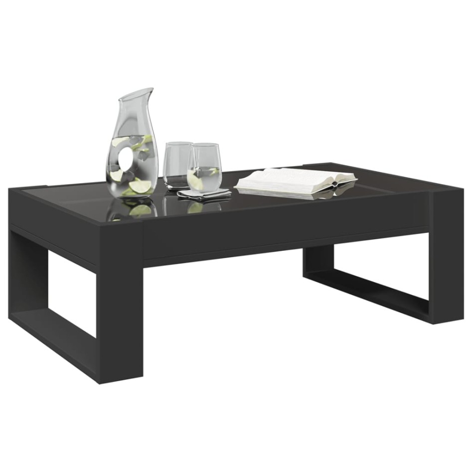 Mesa de centro con Infinity LED negro 90x53x30