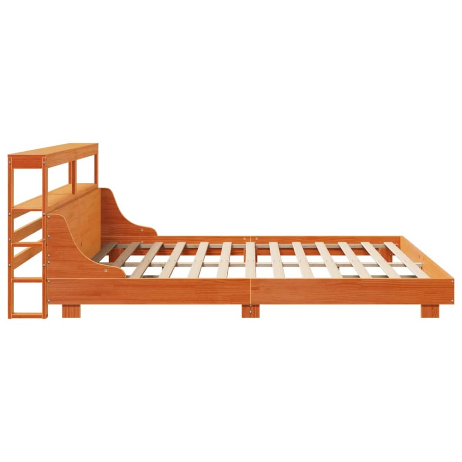 Cama sin colchón madera maciza de pino marrón cera 180x200