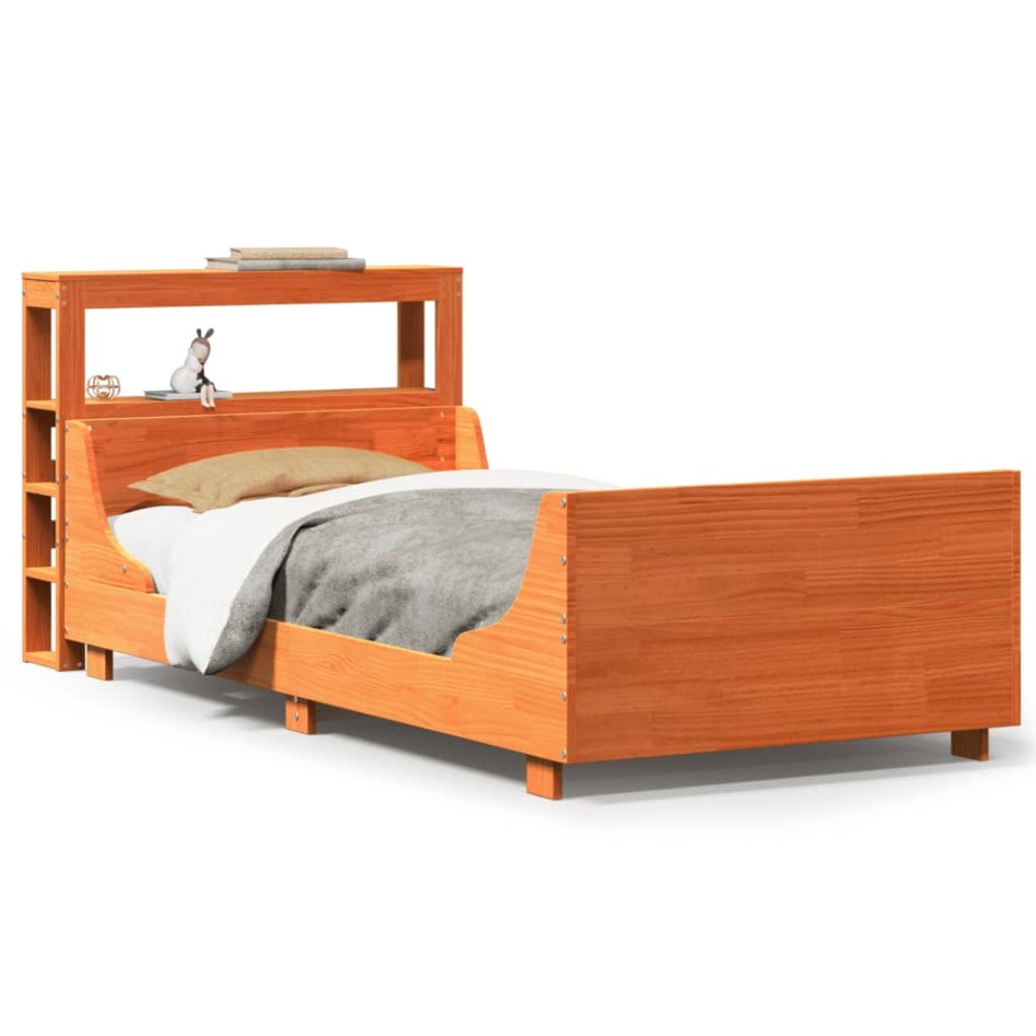 Estructura de cama sin colchón madera de pino marrón 90x200