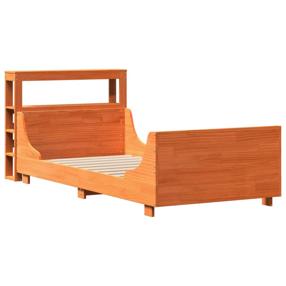 Estructura de cama sin colchón madera de pino marrón 90x200