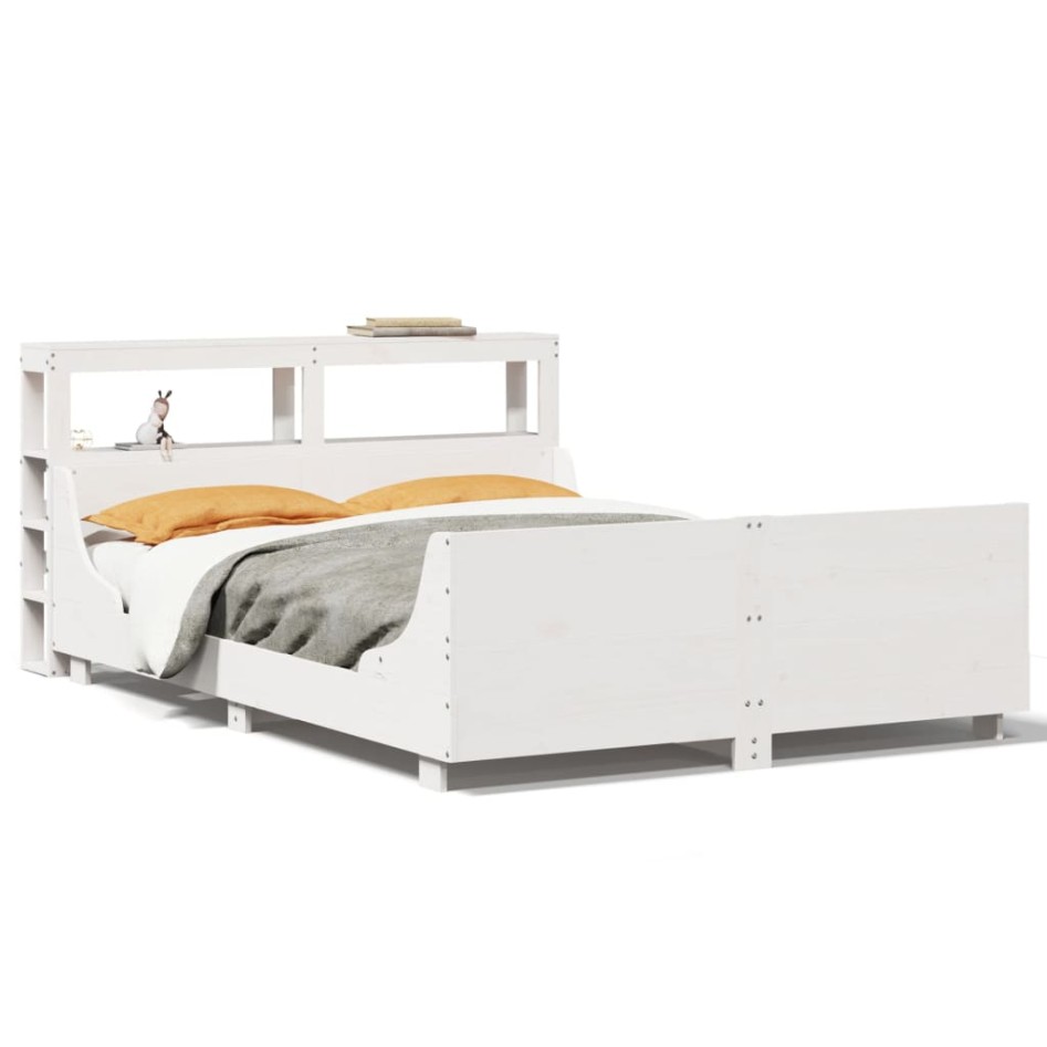 Estructura de cama sin colchón madera de pino blanca 140x190