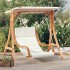 Columpio con cojín y toldo madera maciza de