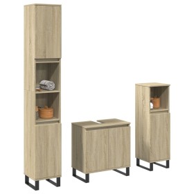 Set de muebles de baño 3 pzas madera contrachapada roble