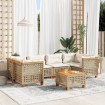 Set sofás de jardín 7 piezas y cojines ratán sintético beige