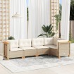 Juego de sofás jardín con cojines 5 pzas ratán sintético beige