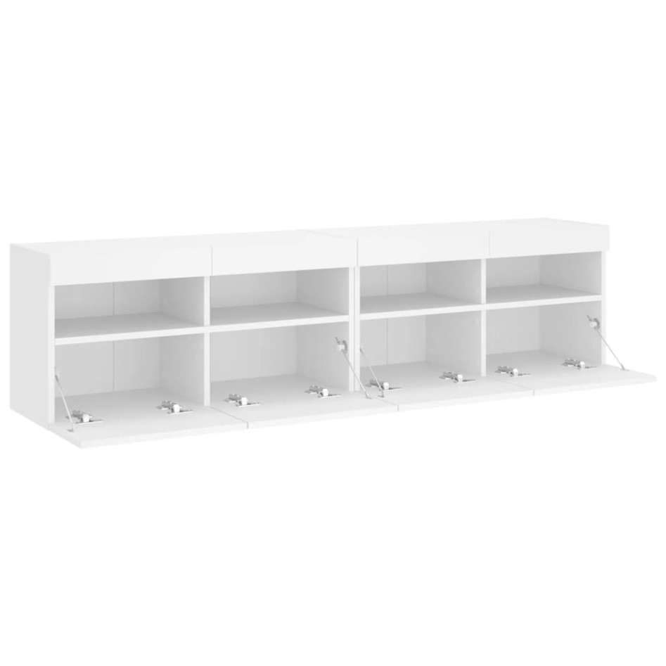 Muebles de TV de pared con luces LED 2 uds blanco 80x30x40