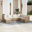 Set sofás de jardín 7 piezas y cojines ratán sintético beige