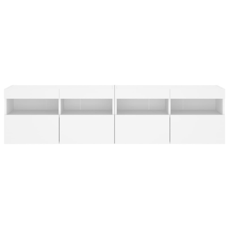 Muebles de TV de pared con luces LED 2 uds blanco 80x30x40