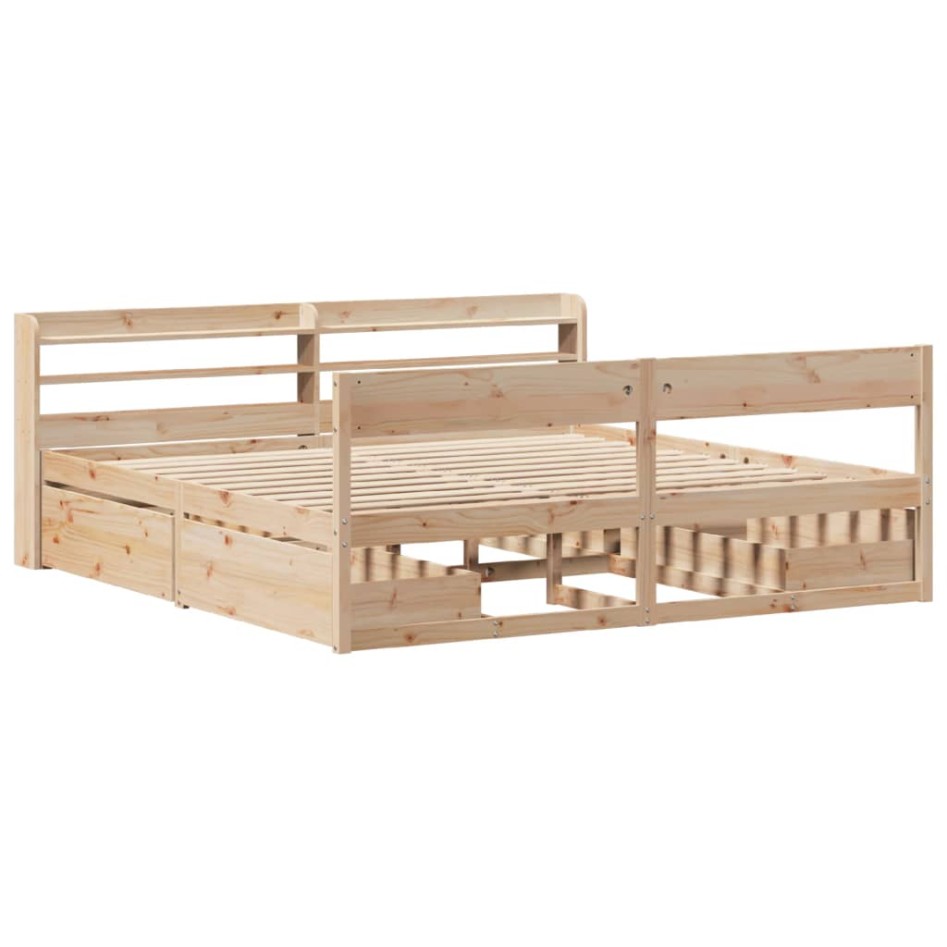 Estructura de cama sin colchón madera maciza de pino 200x200