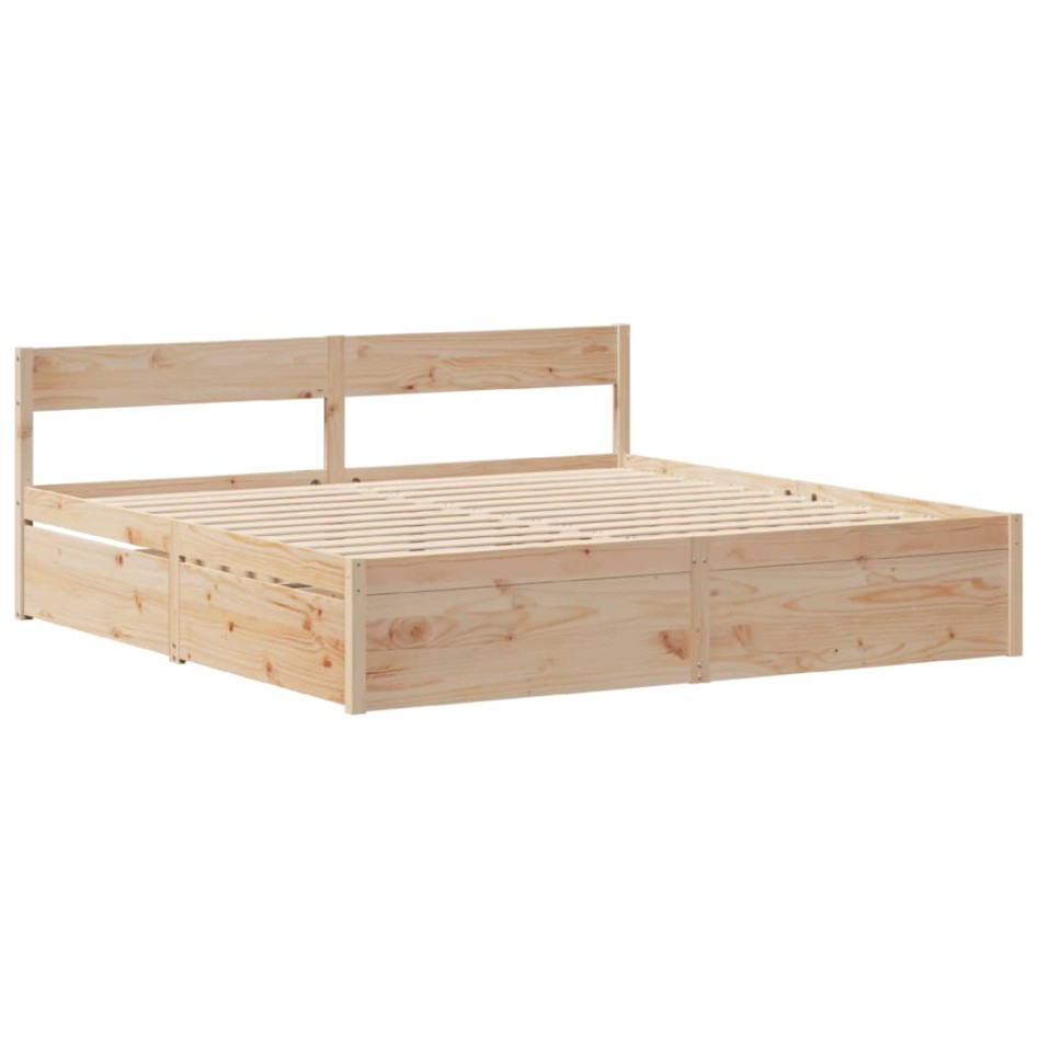 Estructura de cama sin colchón madera maciza de pino 200x200